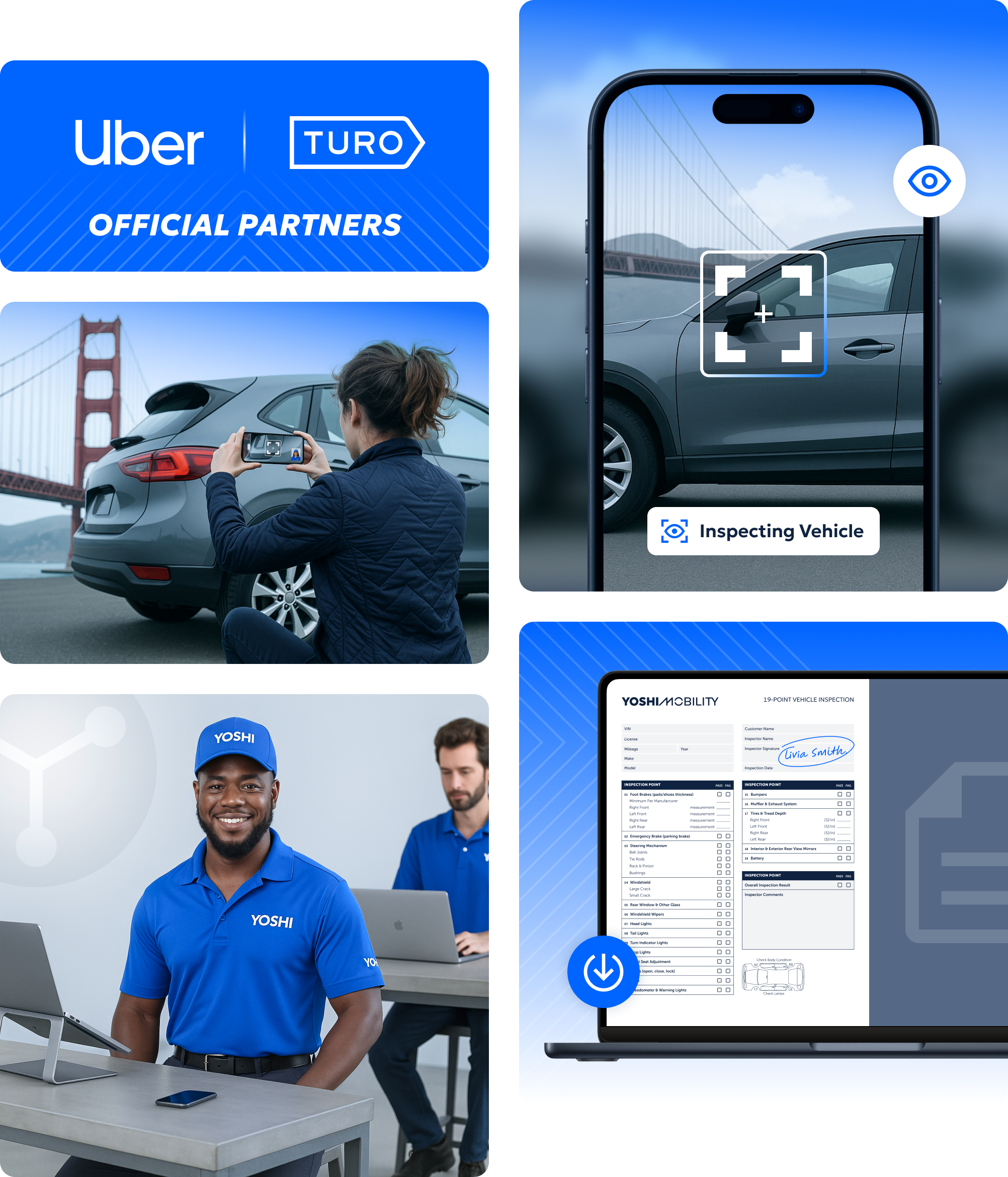 Yoshi vehicle inspections for ridehare drivers